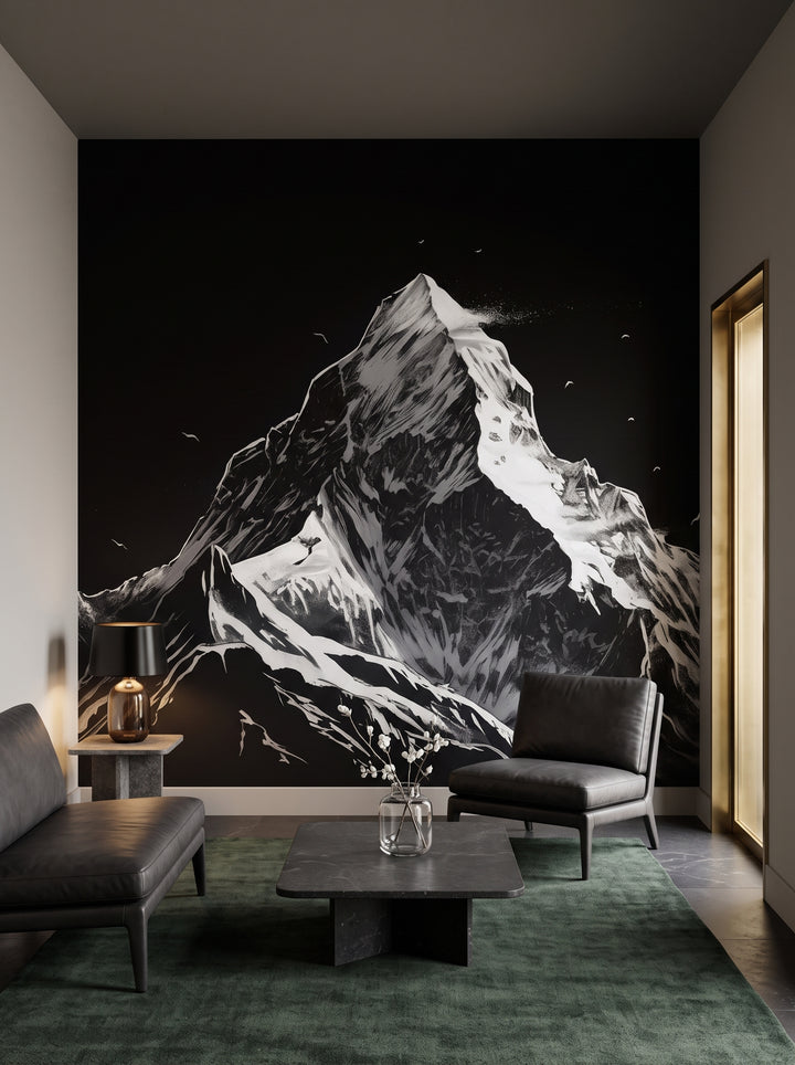 Fototapeta artystyczna o nazwie Monochromatic Majesty w aranżacji wnętrza: lobby w butikowym hotelu designerskim.
