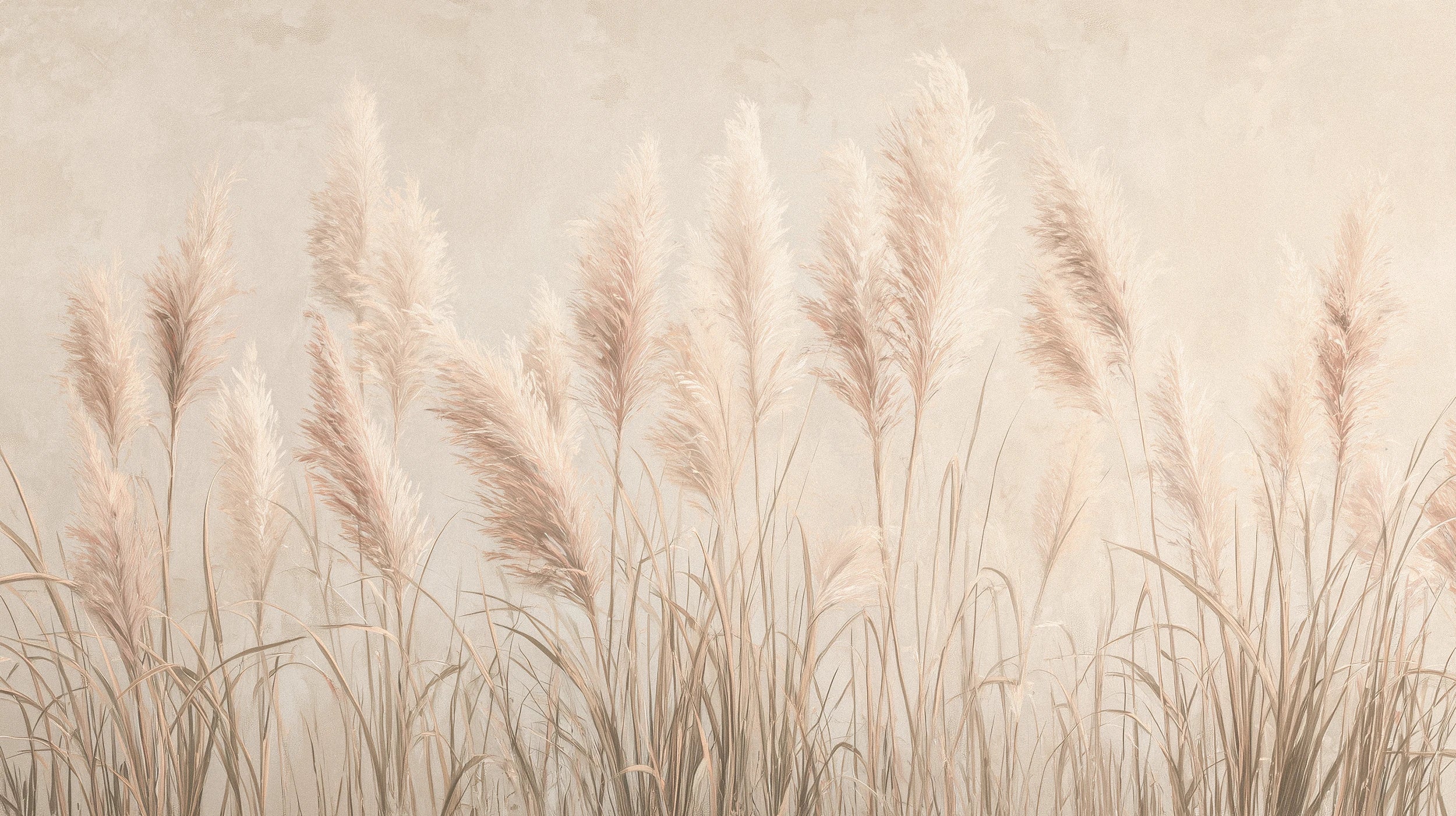 Pattern preview: Prezentacja całego wzoru fototapety o nazwie PAMPAS SERENITY - tapeta z delikatnymi źdźbłami trawy pampasowej