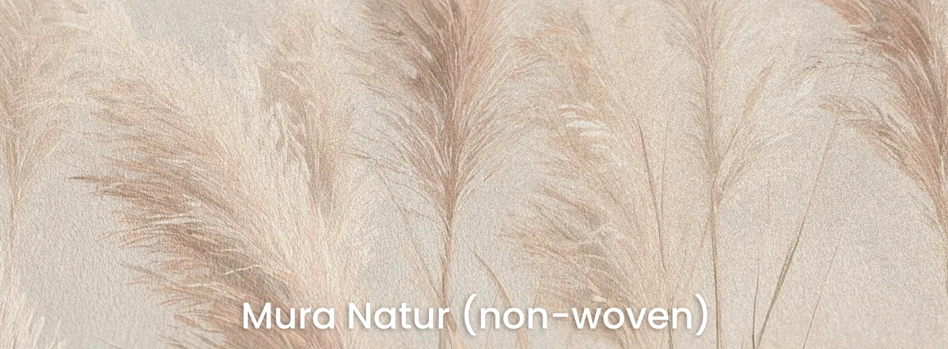Zbliżenie na fototapetę PAMPAS SERENITY - tapeta z delikatnymi źdźbłami trawy pampasowej na naturalnym podłożu ekologicznym.