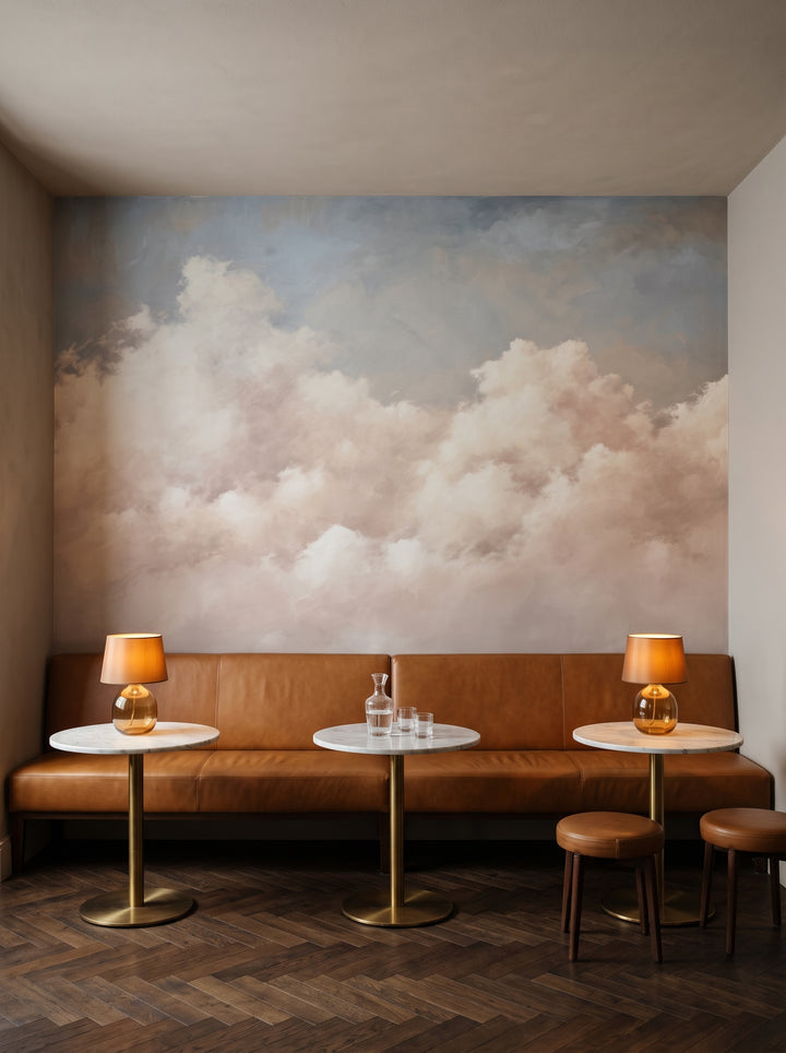 Fototapeta artystyczna o nazwie SOFT HORIZON HAZE w aranżacji wnętrza: bar w butikowym hotelu.