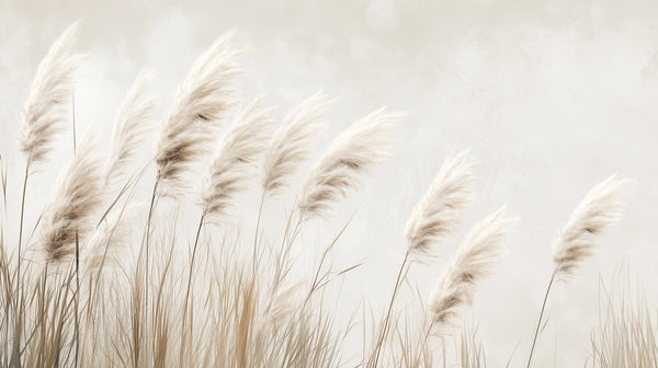 WINDSWEPT DREAMS - minimalistyczna tapeta trawa w mglistych beżach
