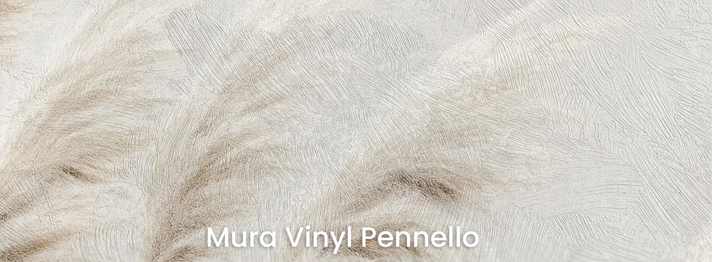 Zbliżenie na fototapetę WINDSWEPT DREAMS - tapeta z delikatnymi trawami na jasnym tle na podłożu o fakturze pociągnięć pędzla.