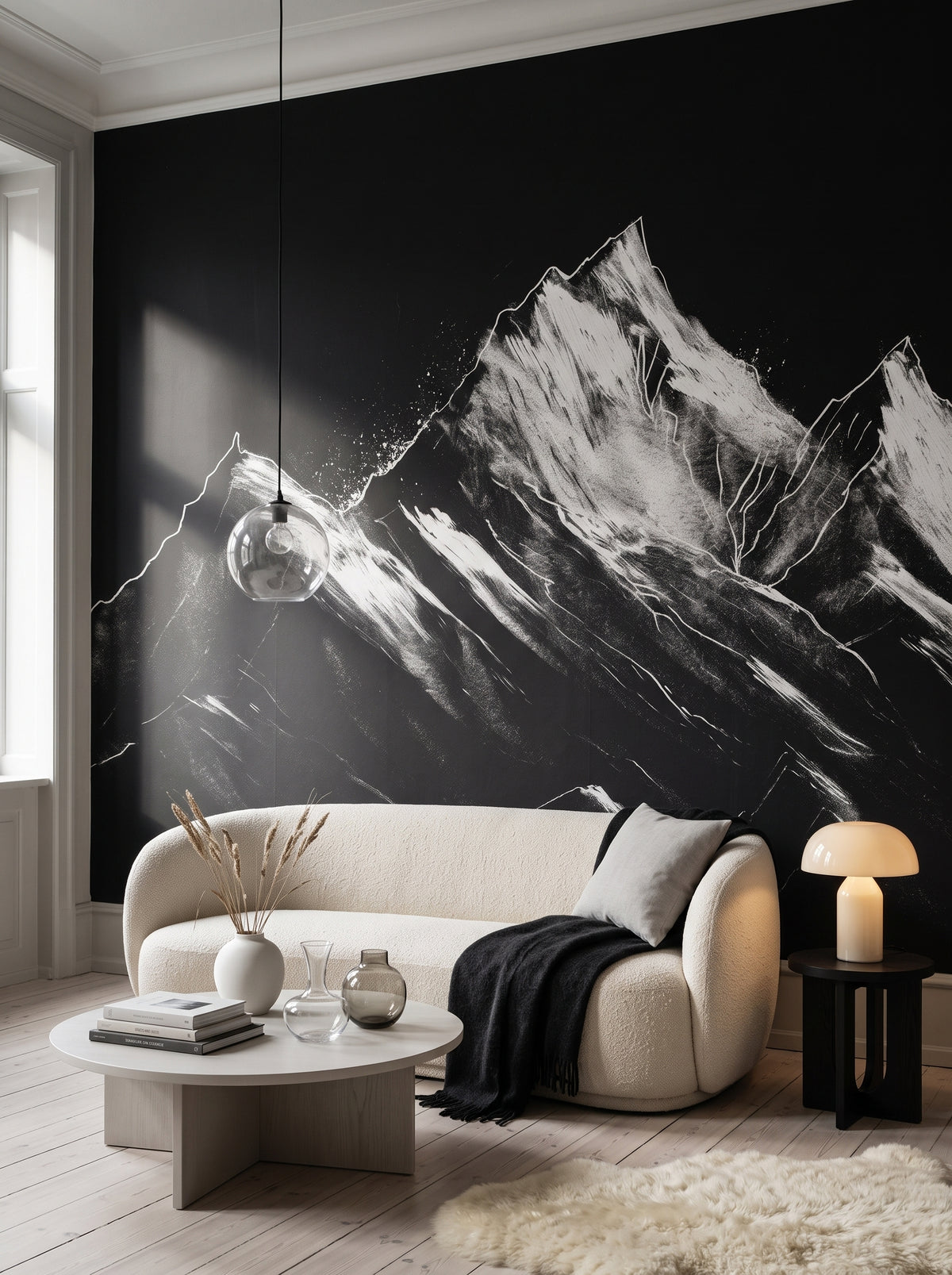 Fototapeta artystyczna o nazwie Charcoal Edges w aranżacji wnętrza: studio w kopenhaskim apartamencie.