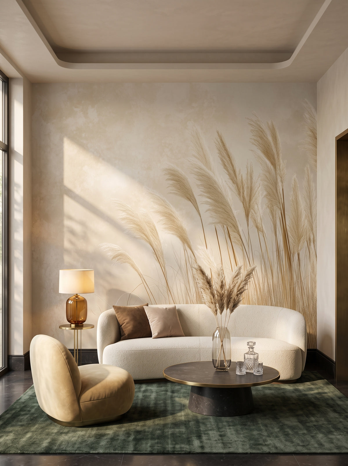 Fototapeta artystyczna o nazwie SEPIA SOLACE w aranżacji wnętrza: lobby lounge butikowego hotelu designerskiego.