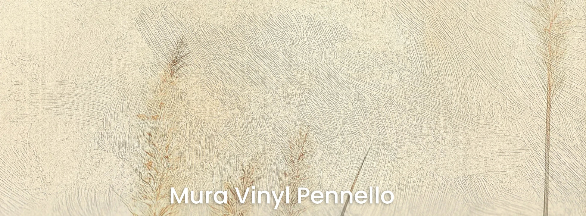 Zbliżenie na fototapetę DELICATE MEMORIES - tapeta z mglistymi trawami o świcie na podłożu o fakturze pociągnięć pędzla.