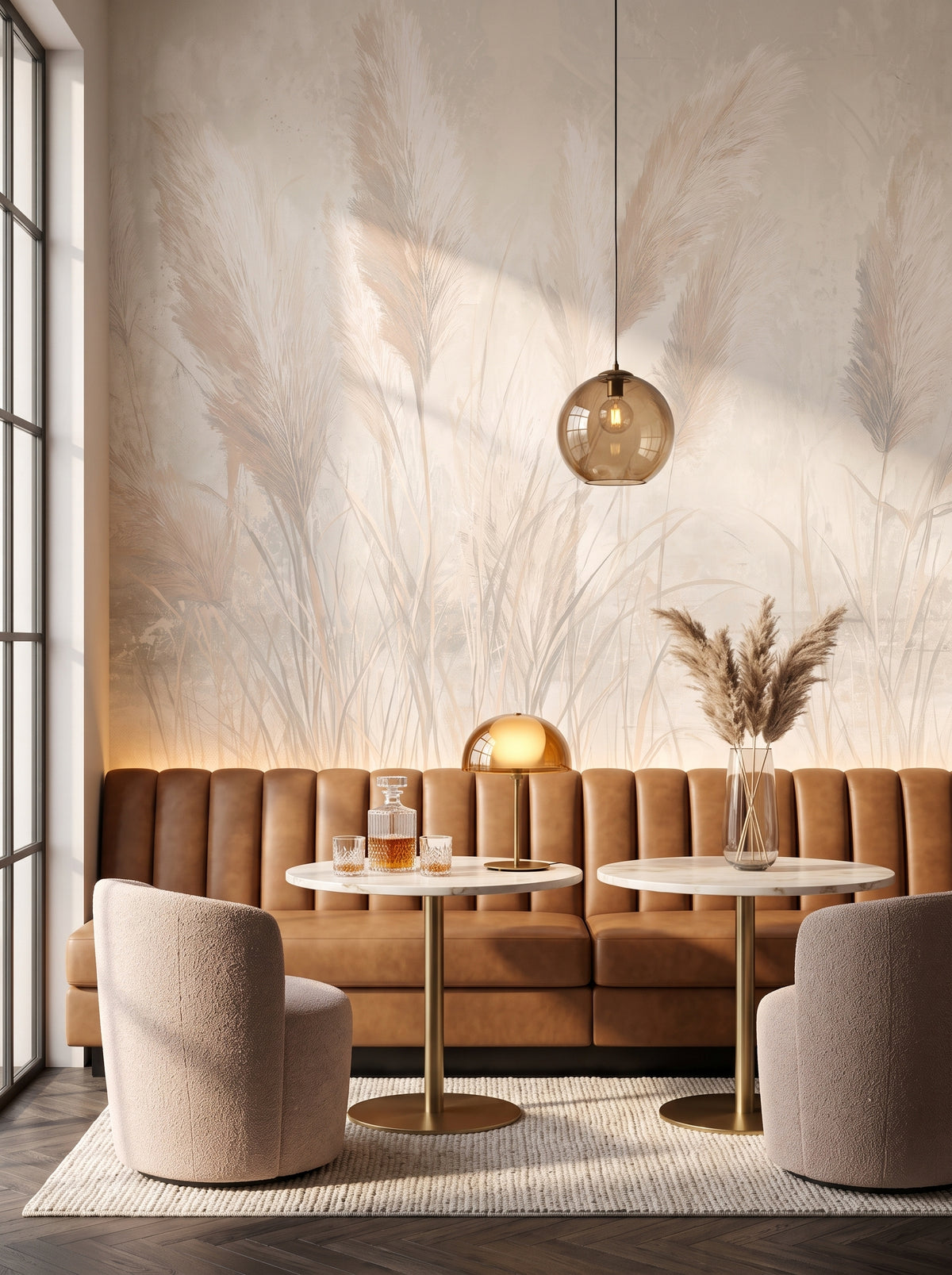 Fototapeta artystyczna o nazwie IVORY DREAMS w aranżacji wnętrza: bar lounge w butikowym hotelu.
