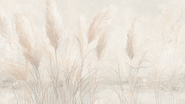 IVORY DREAMS - Minimalistyczna Tapeta Łąka z Delikatnymi Trawami w Kremowej Poświacie