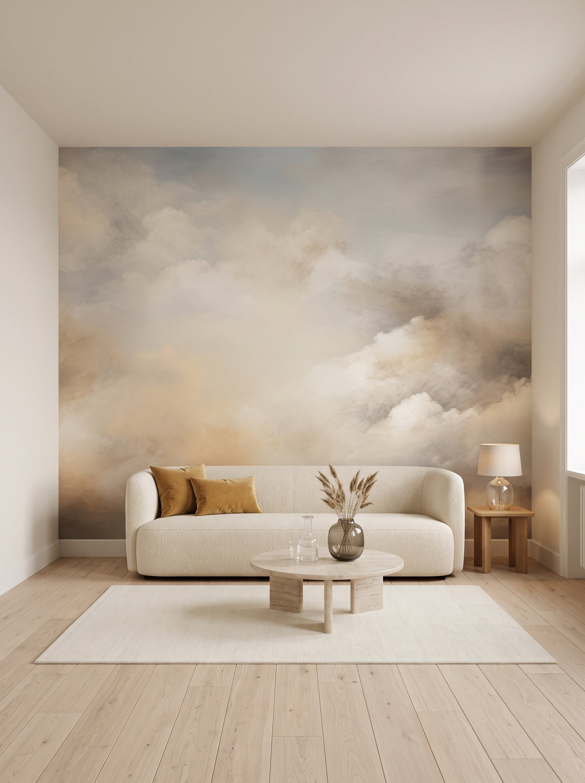 Fototapeta artystyczna o nazwie LUMINOUS DREAMSCAPE HORIZON w aranżacji wnętrza: salon w nowoczesnym klasycznym apartamencie.