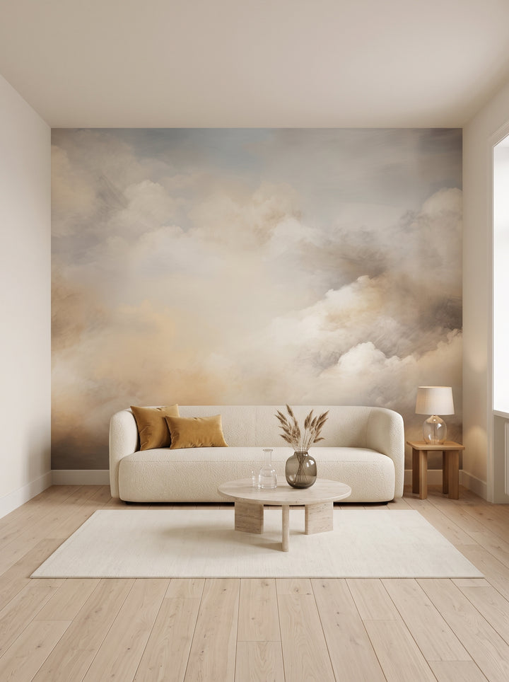 Fototapeta artystyczna o nazwie LUMINOUS DREAMSCAPE HORIZON w aranżacji wnętrza: salon w nowoczesnym klasycznym apartamencie.