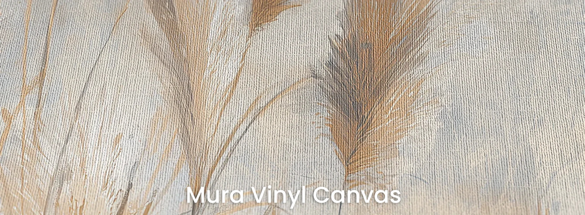 Zbliżenie na fototapetę OPALINE HARVEST - tapeta z delikatną trawą pampasową na podłożu o fakturze płótna.