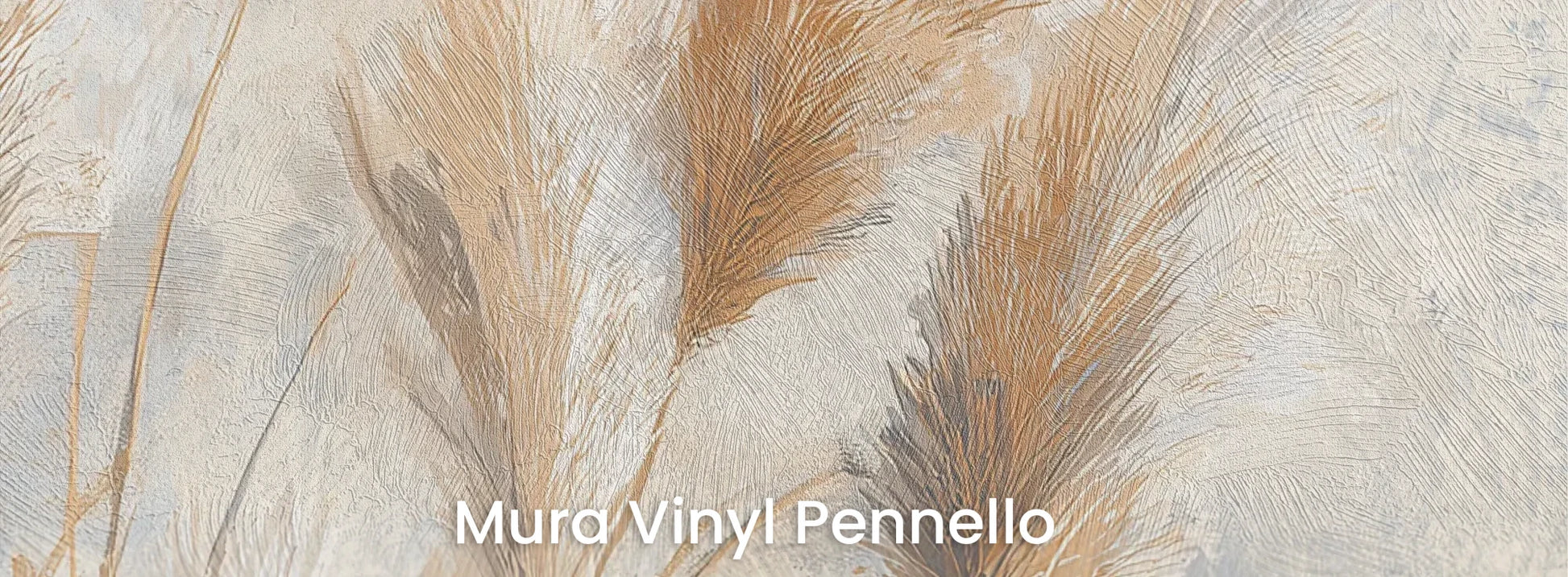 Zbliżenie na fototapetę OPALINE HARVEST - tapeta z delikatną trawą pampasową na podłożu o fakturze pociągnięć pędzla.