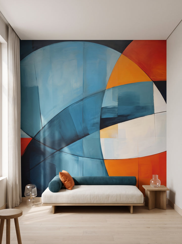 Fototapeta artystyczna o nazwie Colorful Abstraction w aranżacji wnętrza: prywatny pokój wellness w nowoczesnej rezydencji.