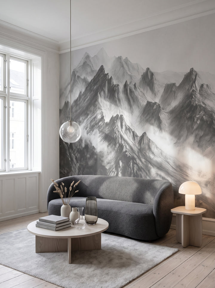 Fototapeta artystyczna o nazwie Graphite Peaks w aranżacji wnętrza: studio w kopenhaskiej kamienicy.