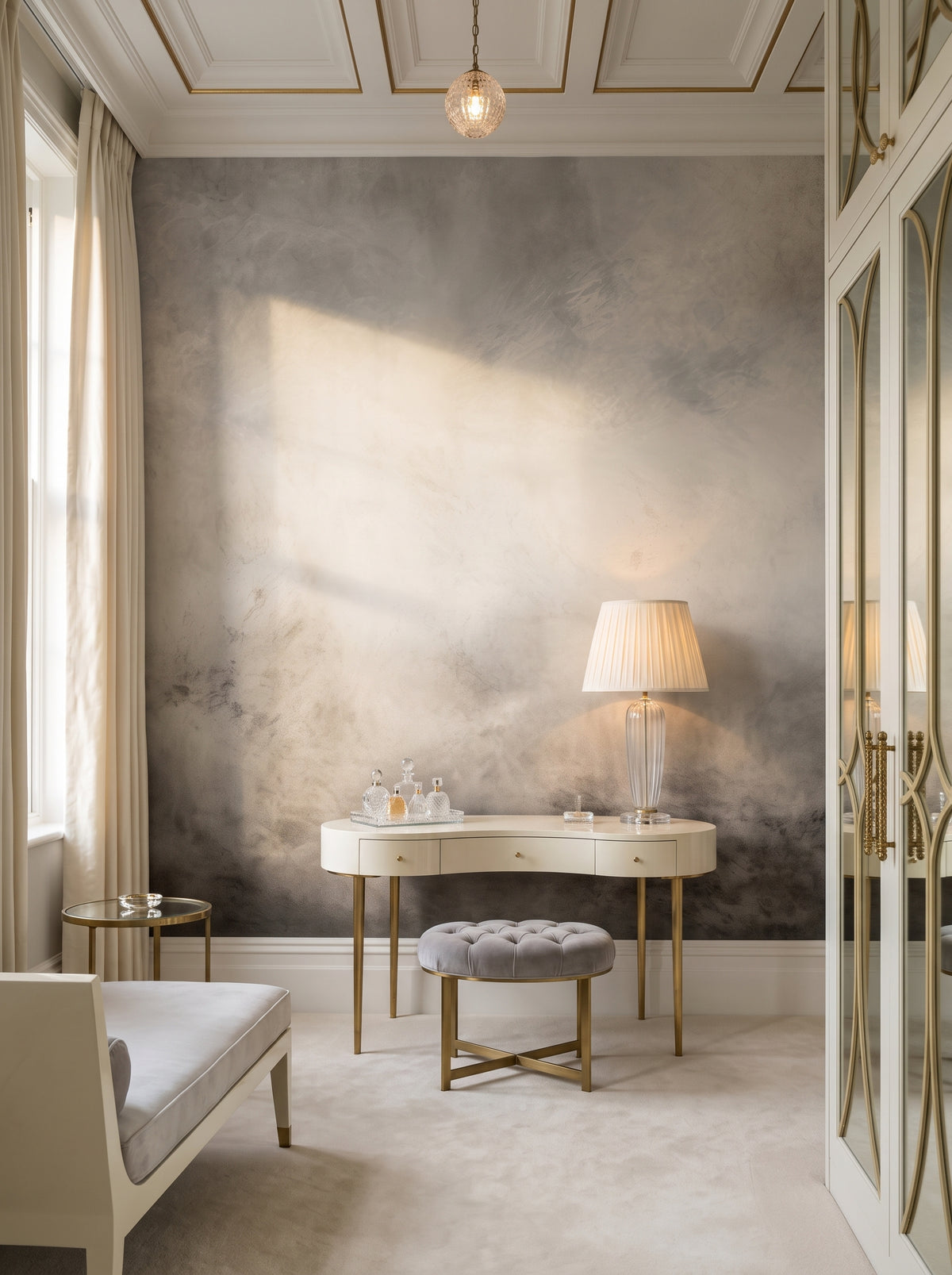 Fototapeta artystyczna o nazwie MYSTICAL FOG MURAL w aranżacji wnętrza: garderoba w stylu Hollywood Regency.