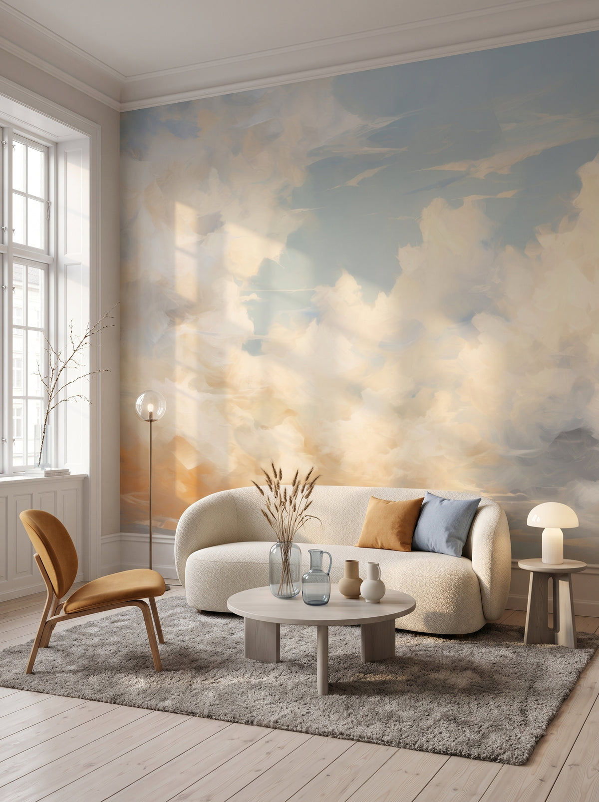 Künstlerische Fototapete „HEAVENLY GLOW ATELIER“ im Interieur: Studio in einem Kopenhagener Altbau.