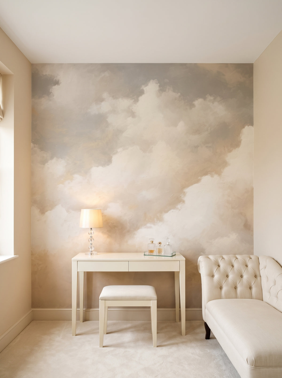 Fototapeta artystyczna o nazwie CLOUDS OF AMBER TWILIGHT w aranżacji wnętrza: garderoba w stylu Hollywood Regency.