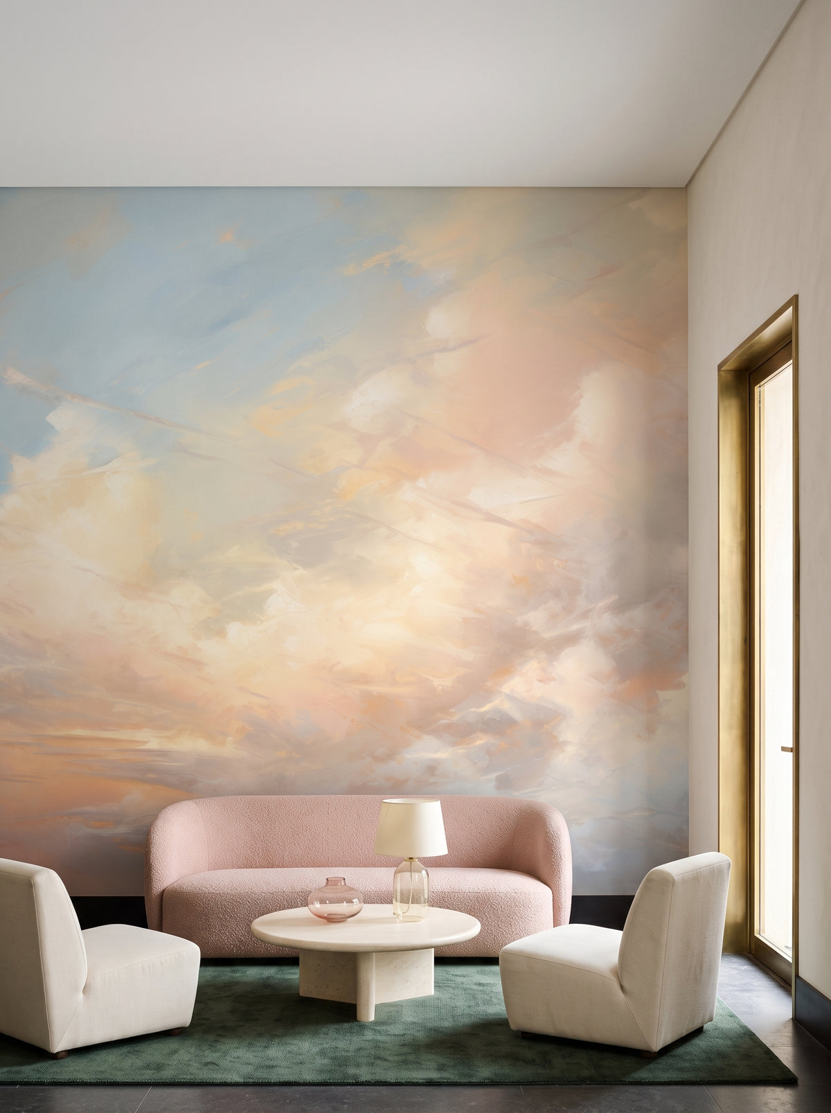 Fototapeta artystyczna o nazwie DREAMS OF AURORA SKY w aranżacji wnętrza: lobby w butikowym hotelu designerskim.