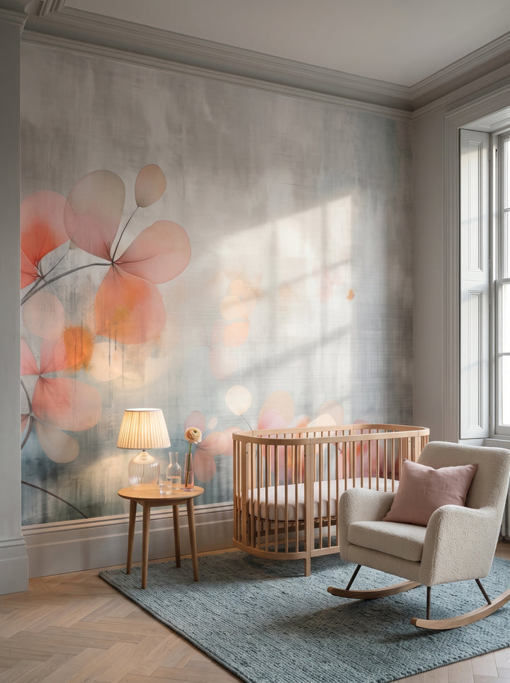 Fototapeta artystyczna o nazwie Abstract Petals w aranżacji wnętrza: elegancki pokój dziecięcy w kamienicy.