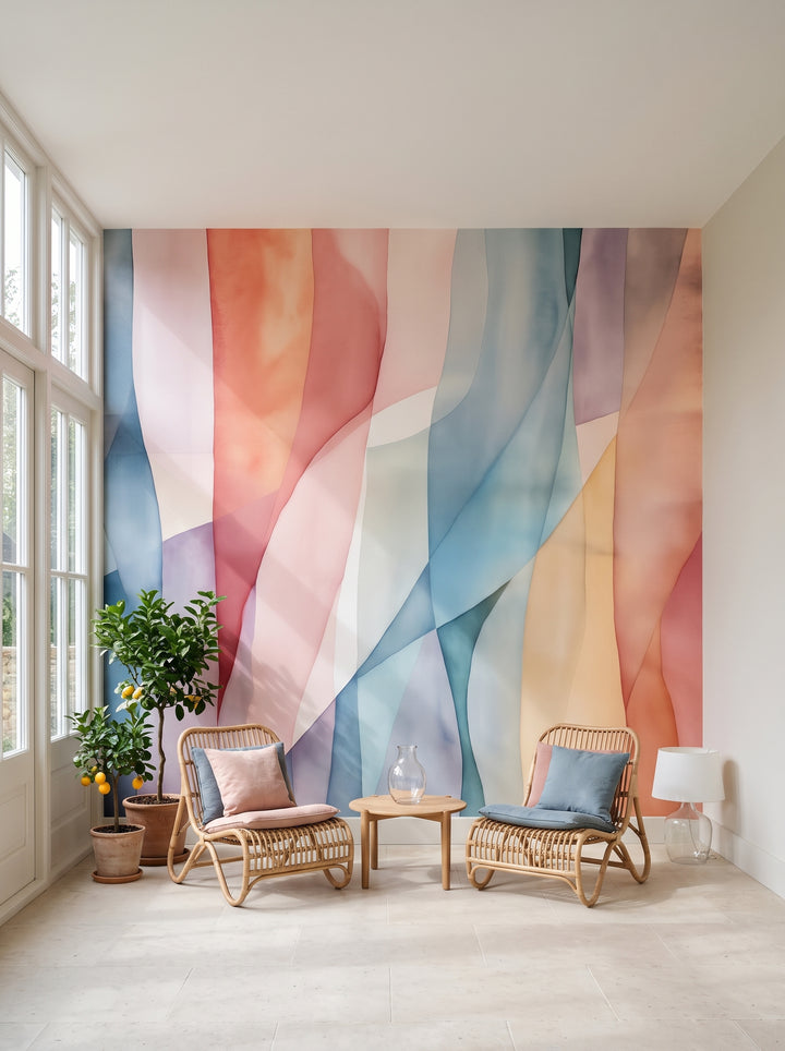 Fototapeta artystyczna o nazwie Blush Geometry w aranżacji wnętrza: oranżeria-czytelnia.
