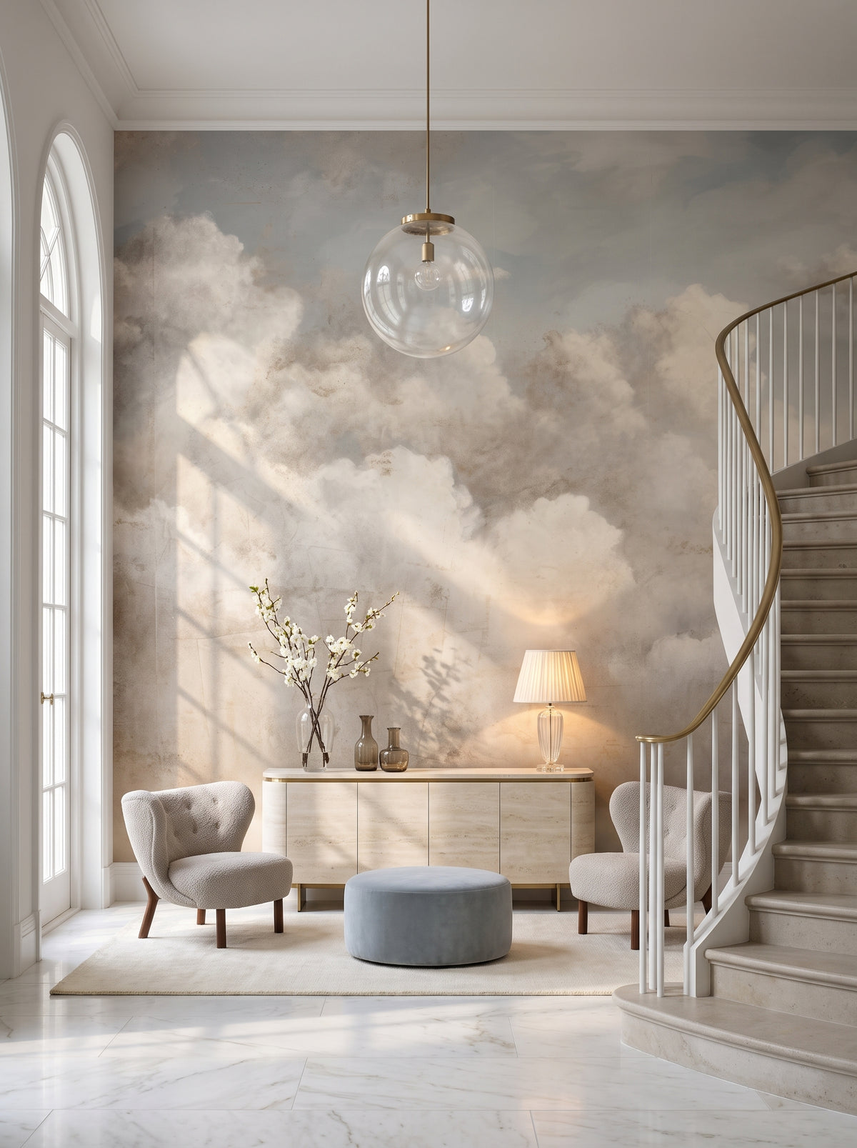 Fototapeta artystyczna o nazwie TIMELESS VISTA CLOUDSCAPE w aranżacji wnętrza: hol wejściowy rezydencji w stylu modern classic.