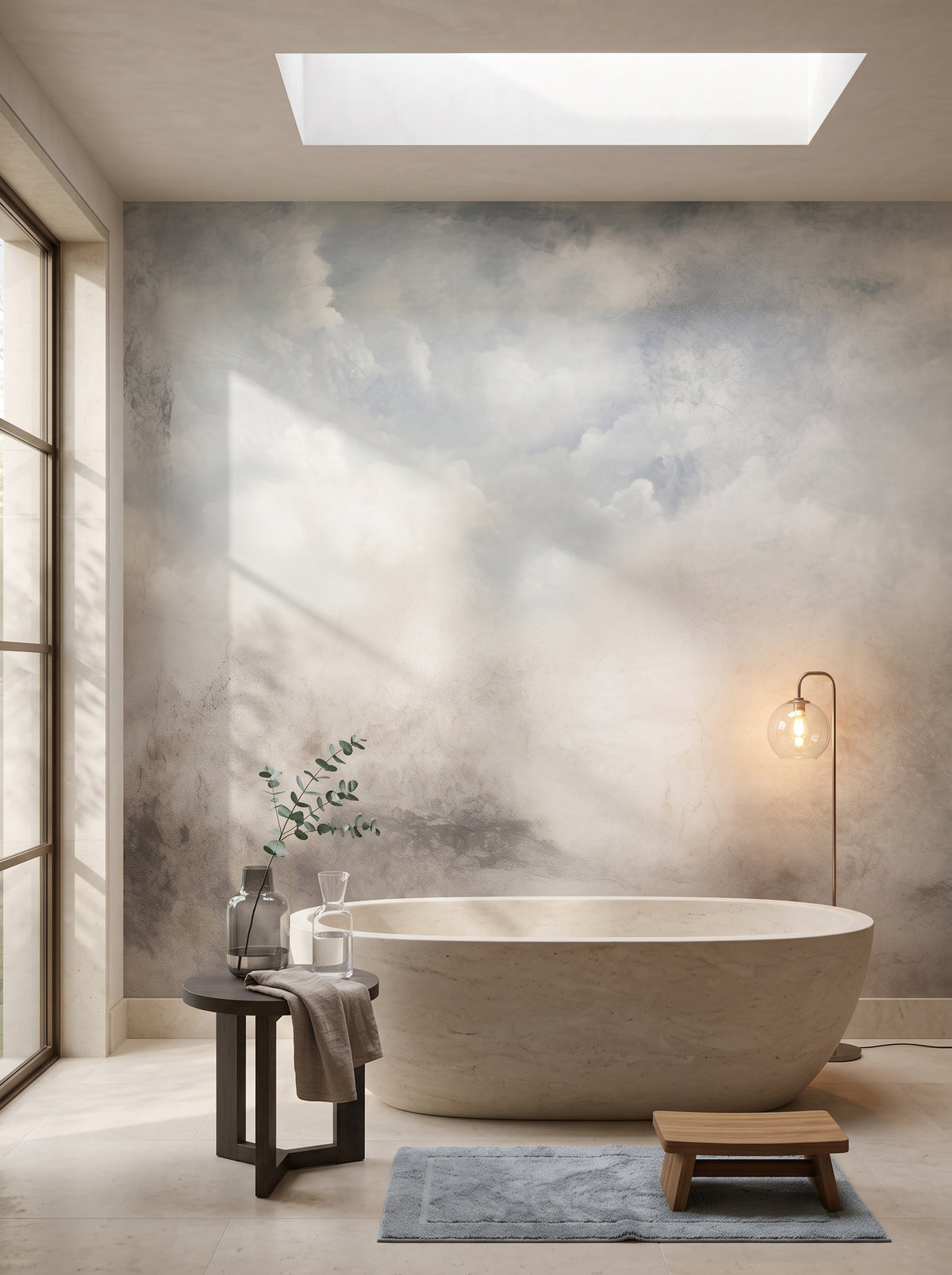 Fototapeta artystyczna o nazwie SILVER LINING DREAM w aranżacji wnętrza: łazienka spa w luksusowej rezydencji.