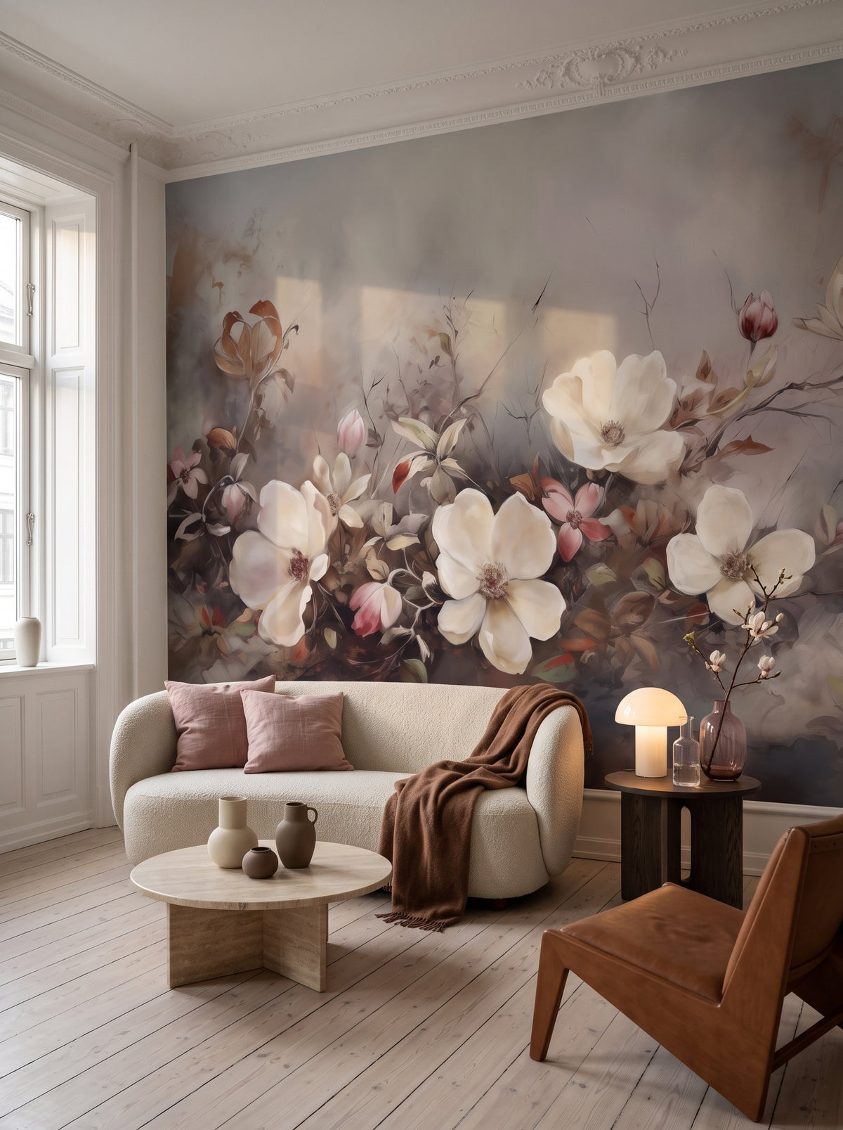 Fototapeta artystyczna o nazwie Whispering Cherry w aranżacji wnętrza: studio w kopenhaskiej kamienicy.