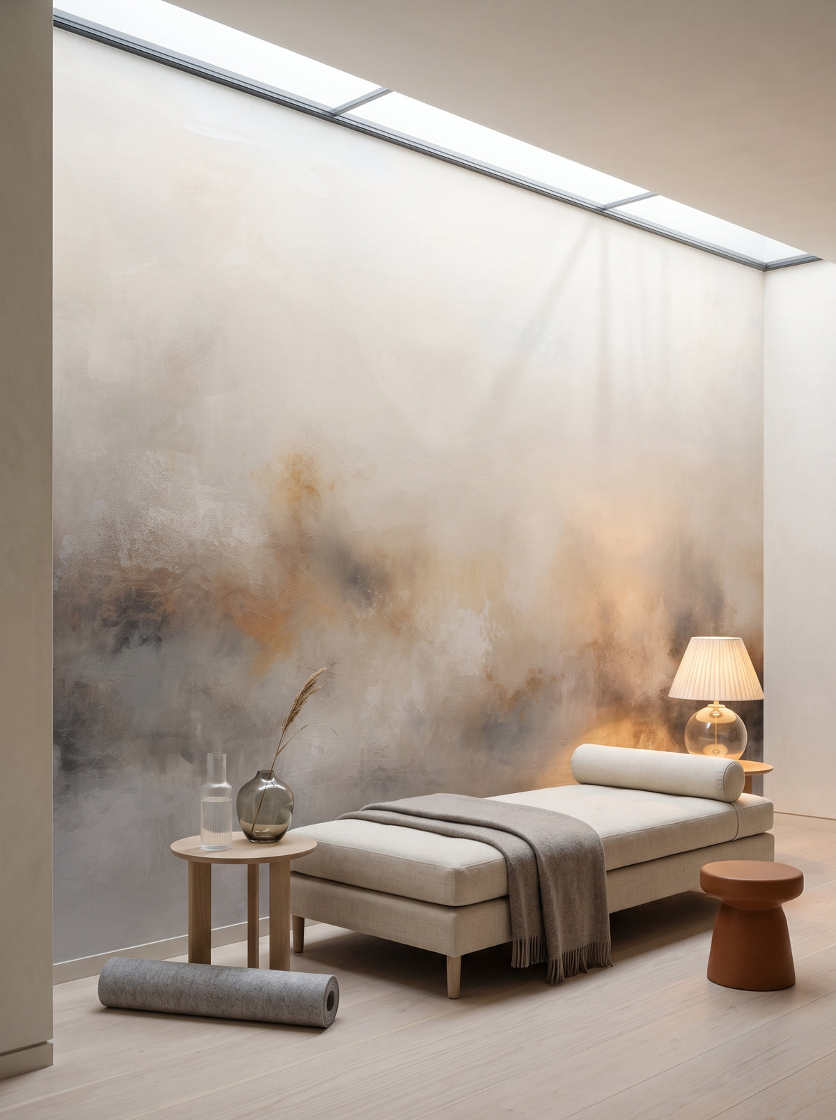Fototapeta artystyczna o nazwie GENTLE FROST MIST w aranżacji wnętrza: prywatny pokój wellness w nowoczesnej rezydencji.