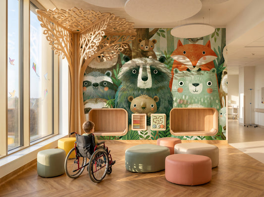 WOODLAND HUDDLE - tapeta z leśnymi zwierzętami dla dzieci — KIDS — Pokój dziecięcy 09