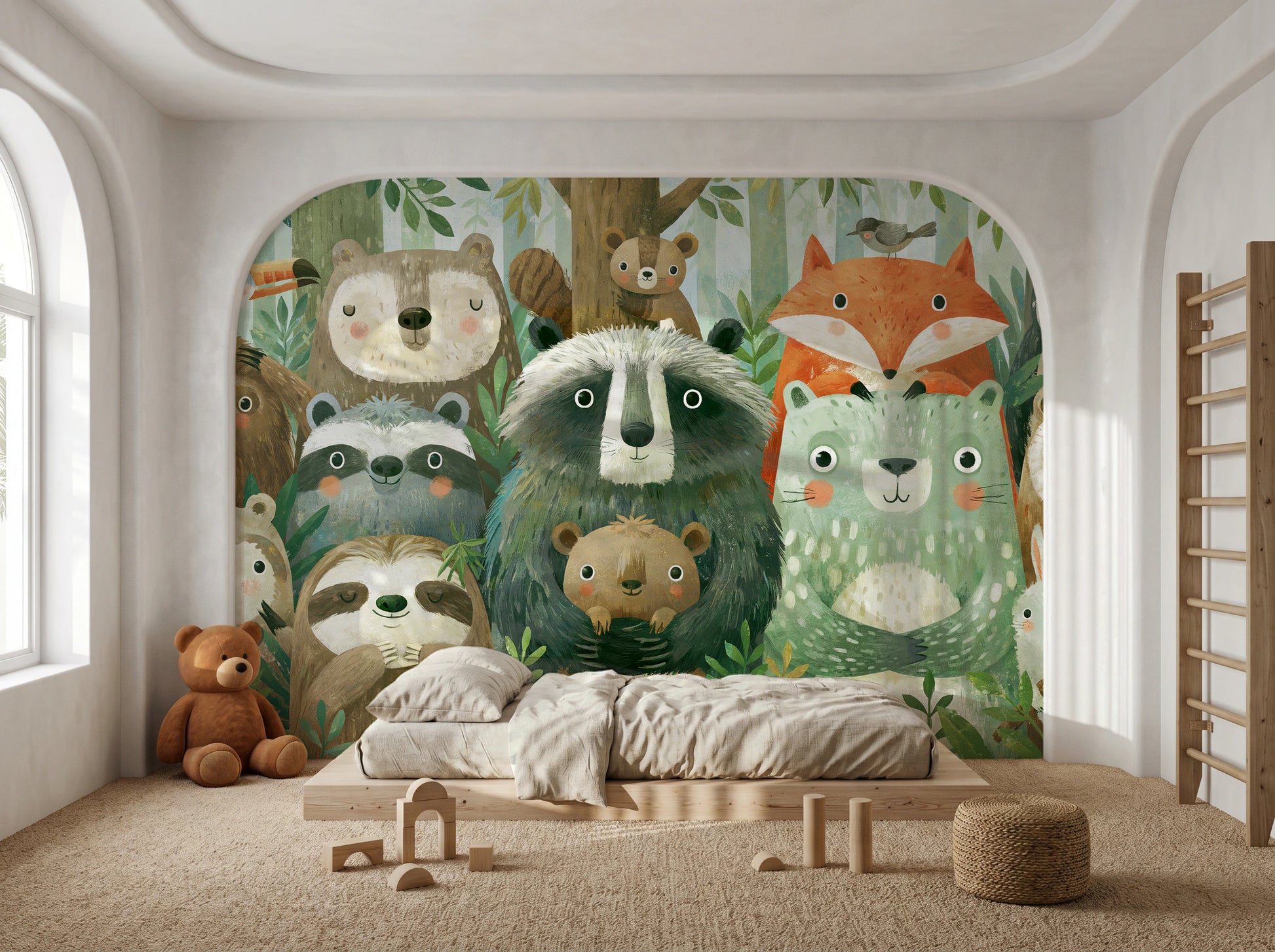 WOODLAND HUDDLE - tapeta z leśnymi zwierzętami dla dzieci — KIDS — Pokój dziecięcy 03