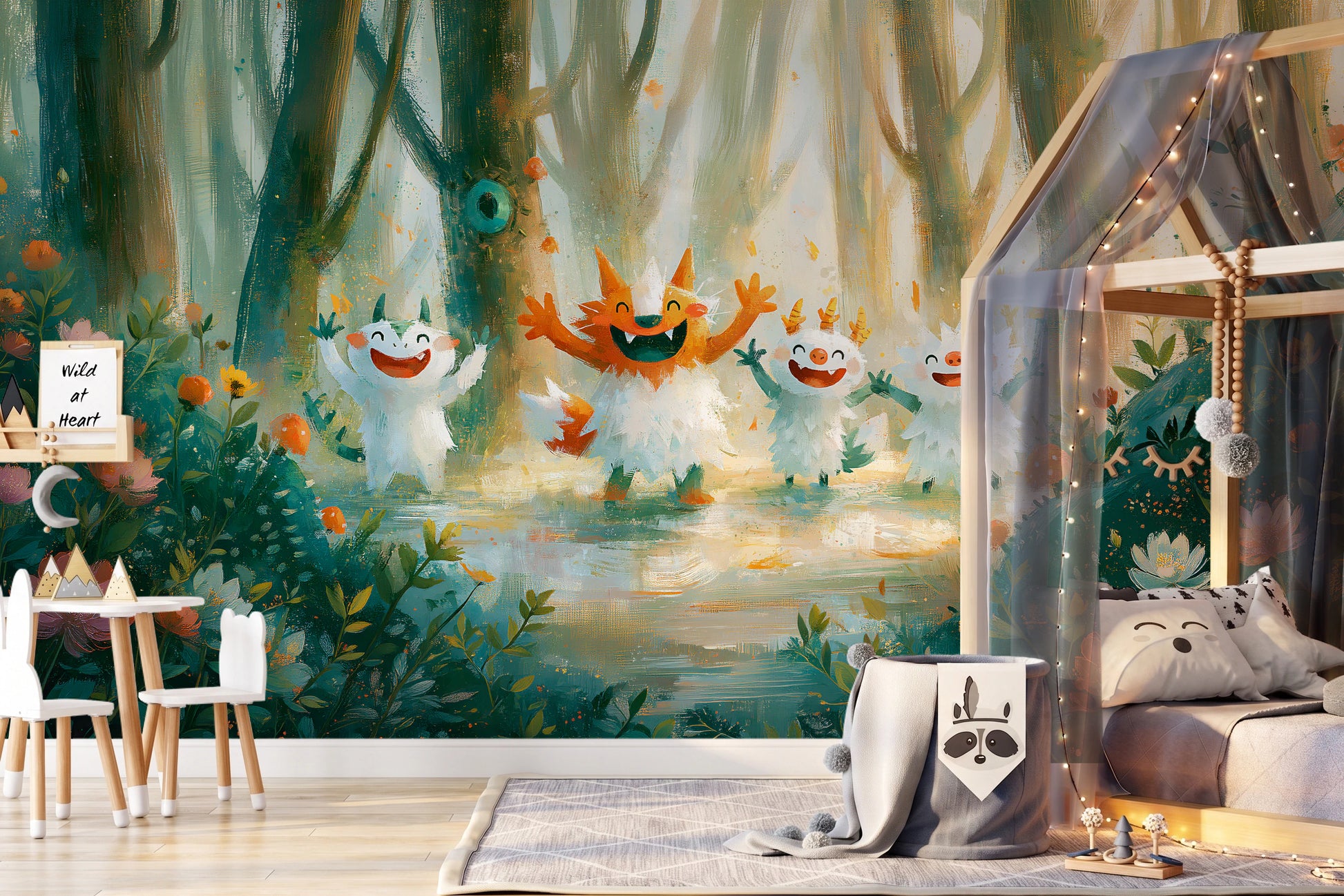 MERRY SPRITES - malowana leśna polana z wesołymi stworkami — KIDS — Pokój dziecięcy 06