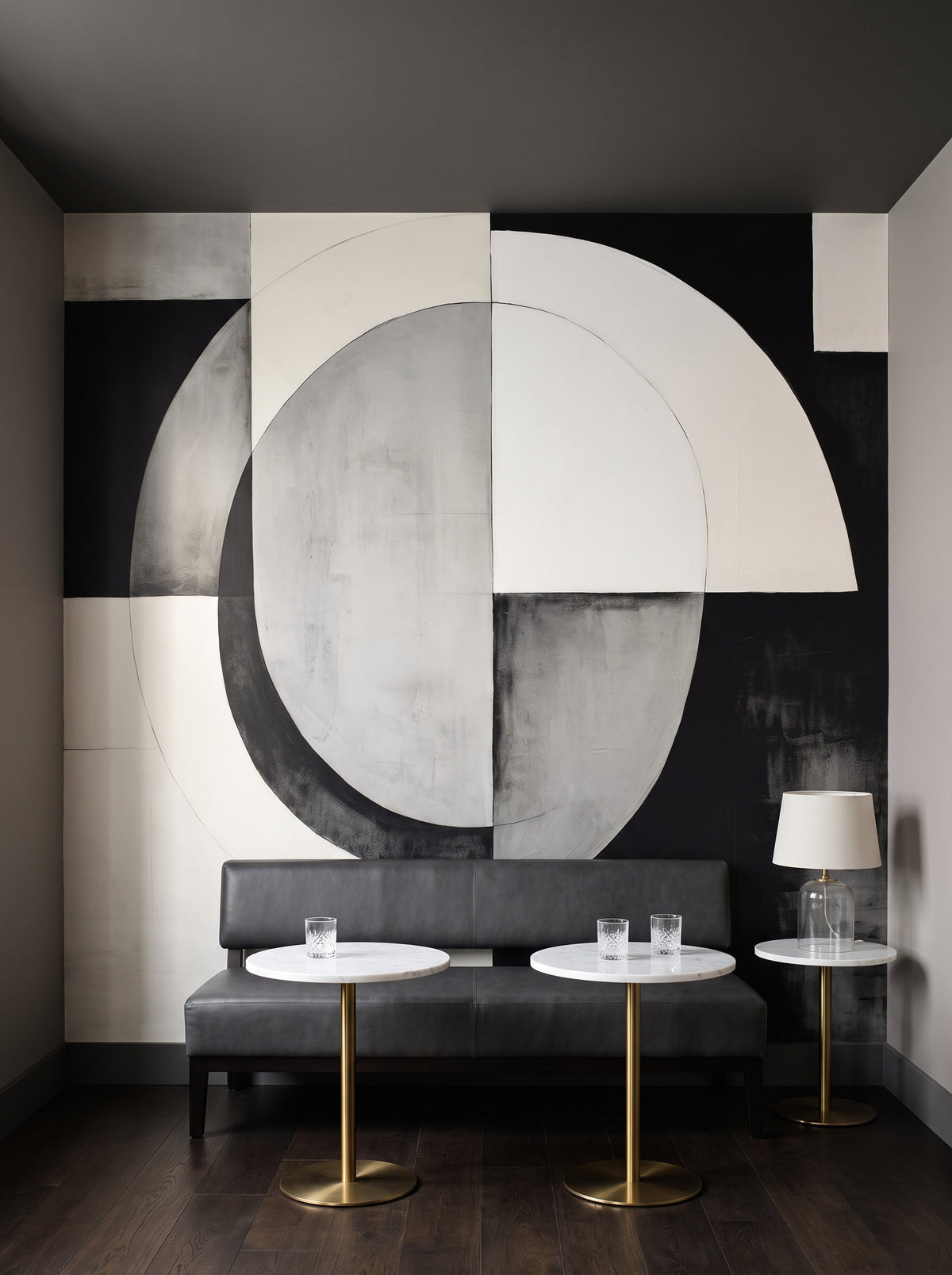 Fototapeta artystyczna o nazwie Soft Geometry #2 w aranżacji wnętrza: bar w butikowym hotelu.