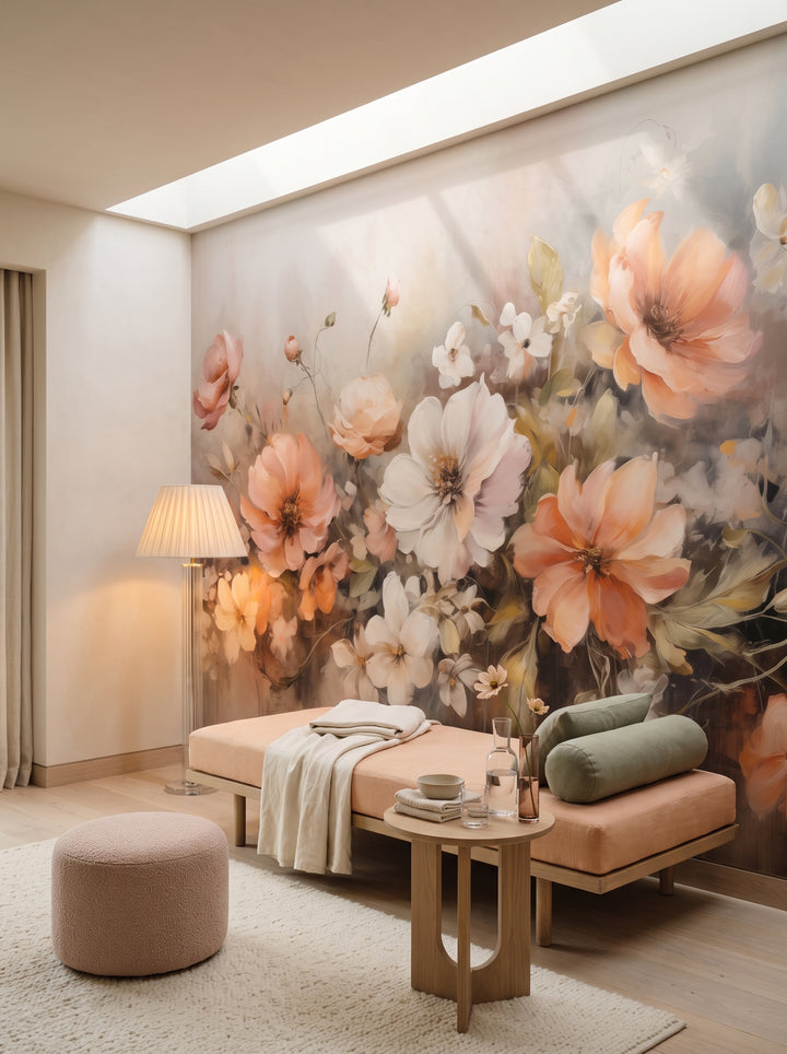 Fototapeta artystyczna o nazwie Soft Pastel Harmony w aranżacji wnętrza: prywatny pokój wellness w nowoczesnej rezydencji.