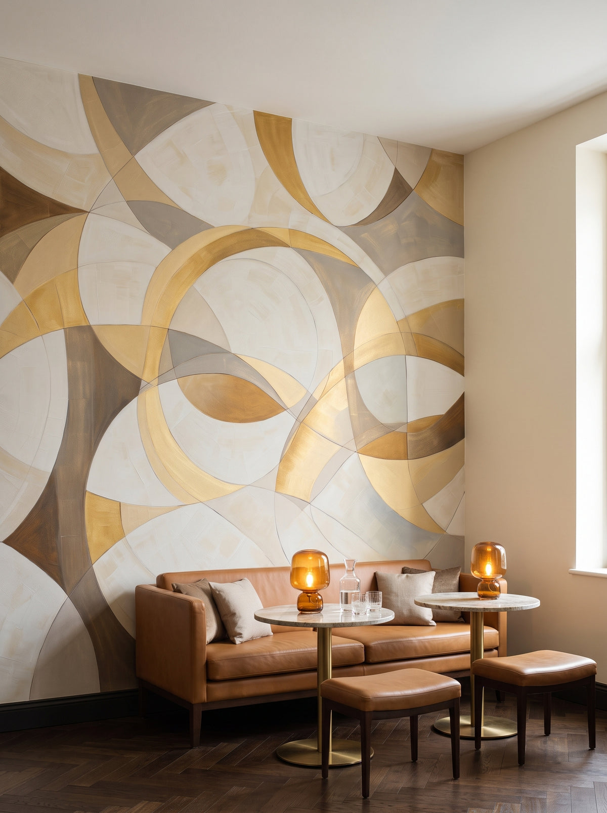 Fototapeta artystyczna o nazwie SWIRLING SPECTRUM ELEGANCE w aranżacji wnętrza: bar hotelowy w butikowym hotelu.