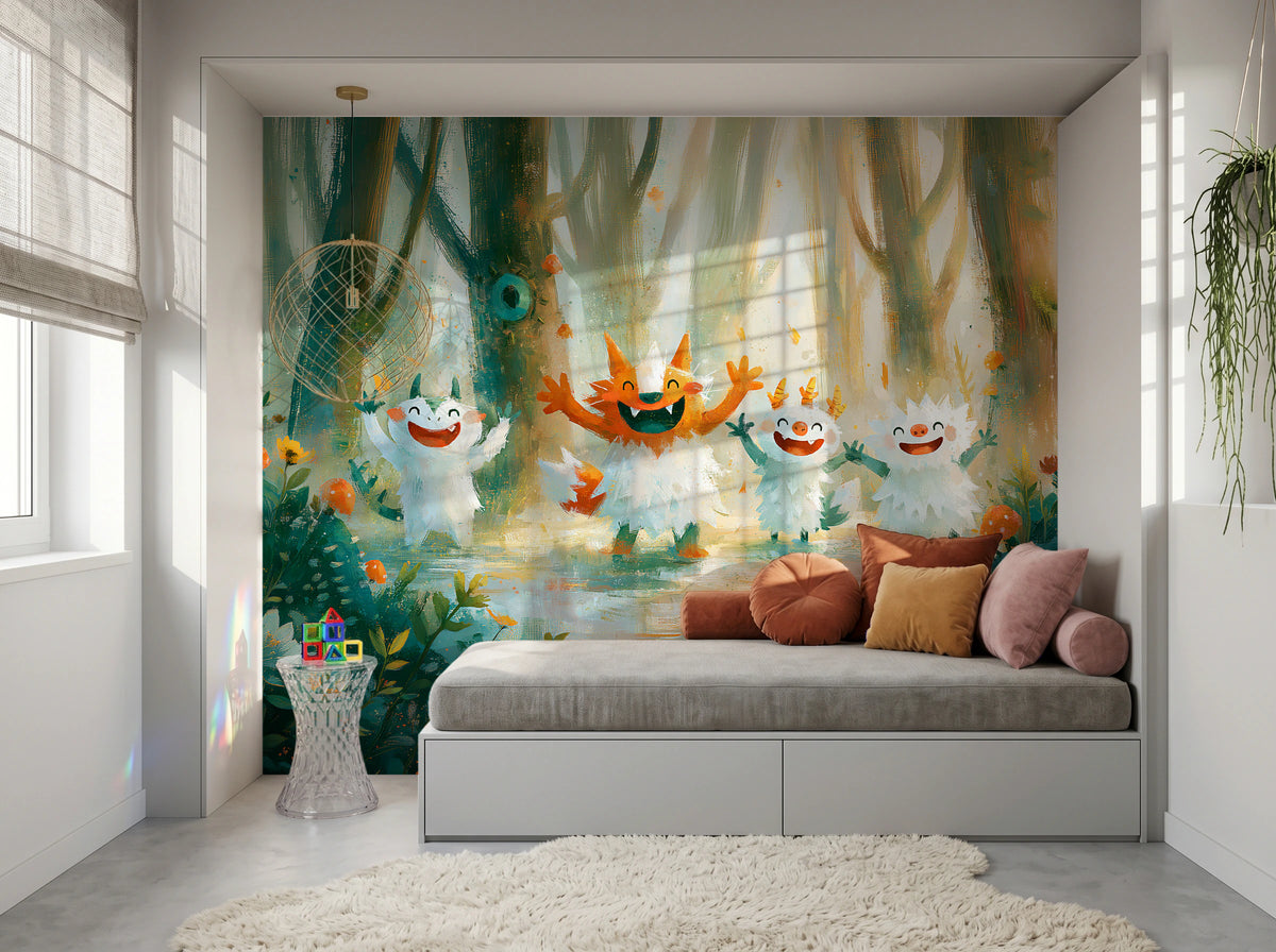 MERRY SPRITES - malowana leśna polana z wesołymi stworkami — KIDS — Pokój dziecięcy 04