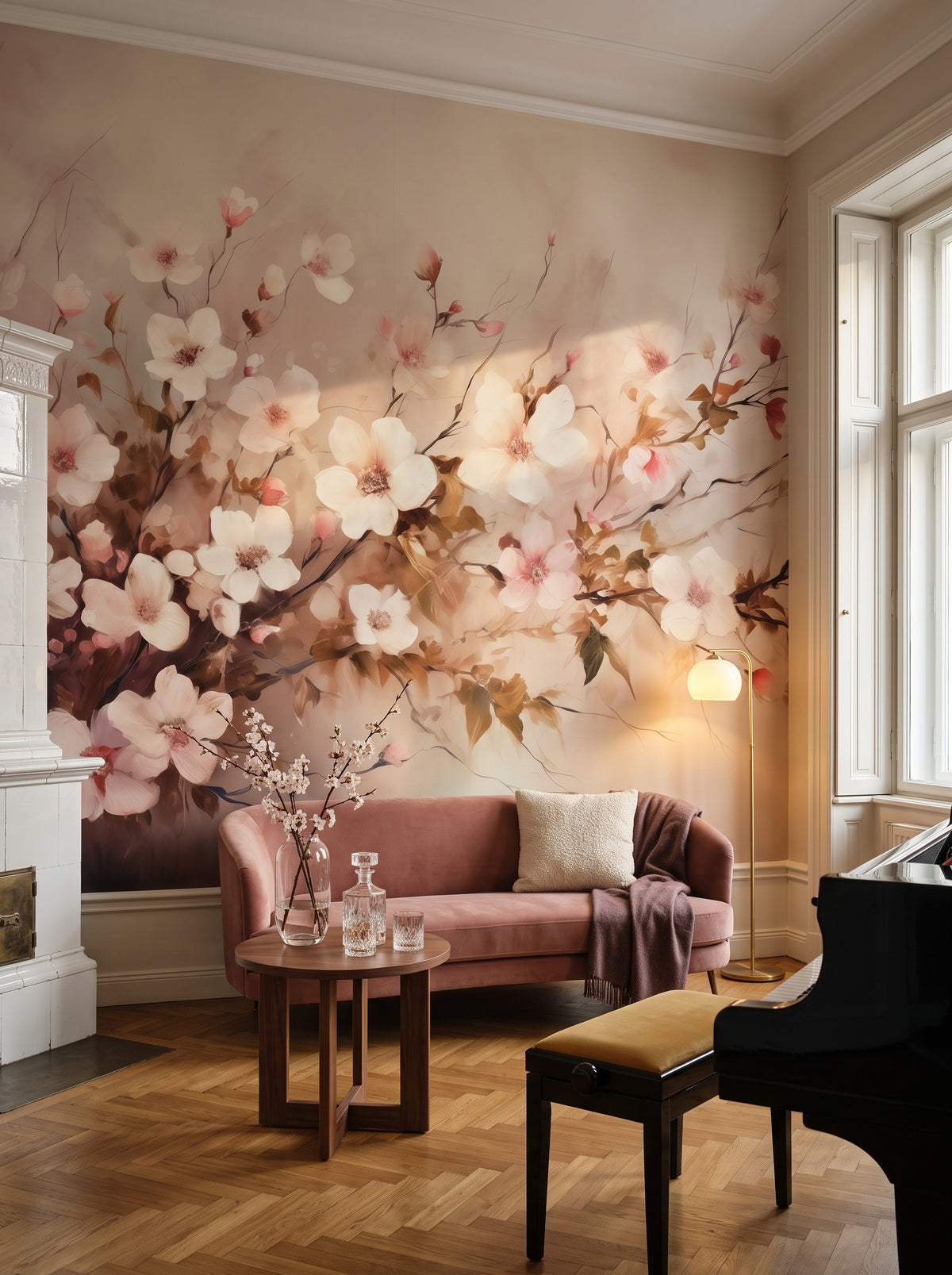 Fototapeta artystyczna o nazwie Cherry Bliss w aranżacji wnętrza: pokój muzyczny w wiedeńskiej kamienicy.