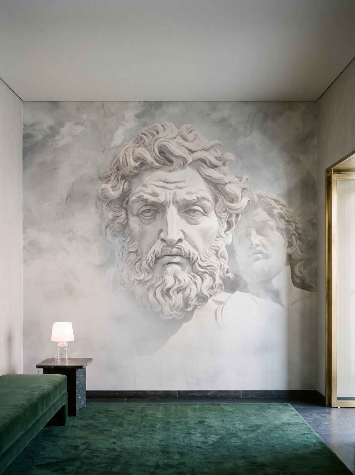 Fototapeta artystyczna o nazwie Olympian Gaze w aranżacji wnętrza: lobby lounge w hotelu designerskim.