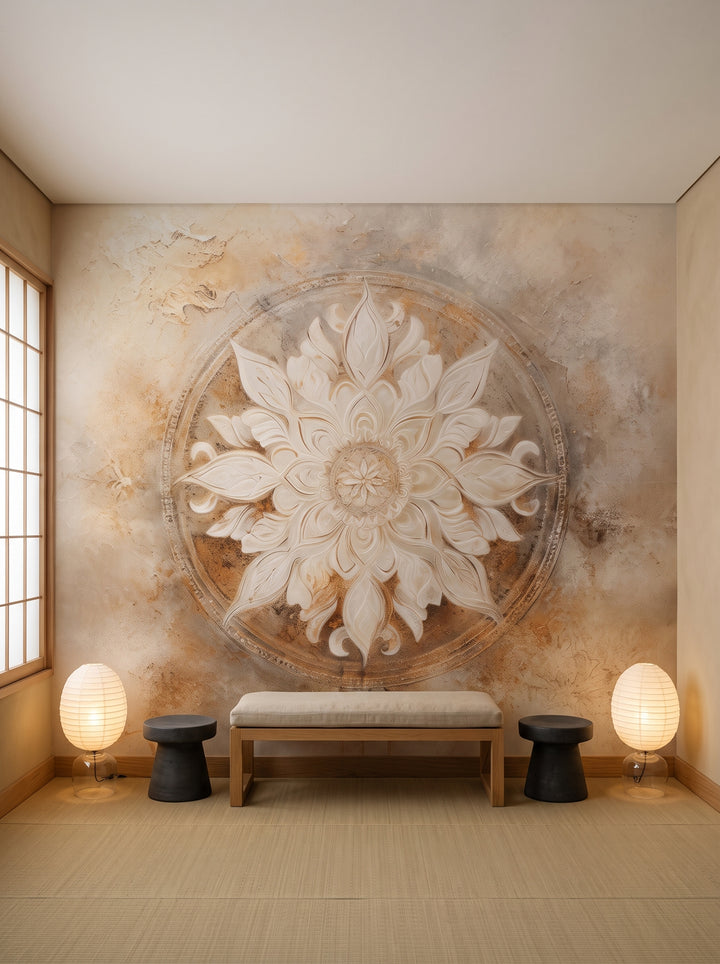 Fototapeta artystyczna o nazwie Ancient Shield w aranżacji wnętrza: salon w hotelu w stylu kioto.