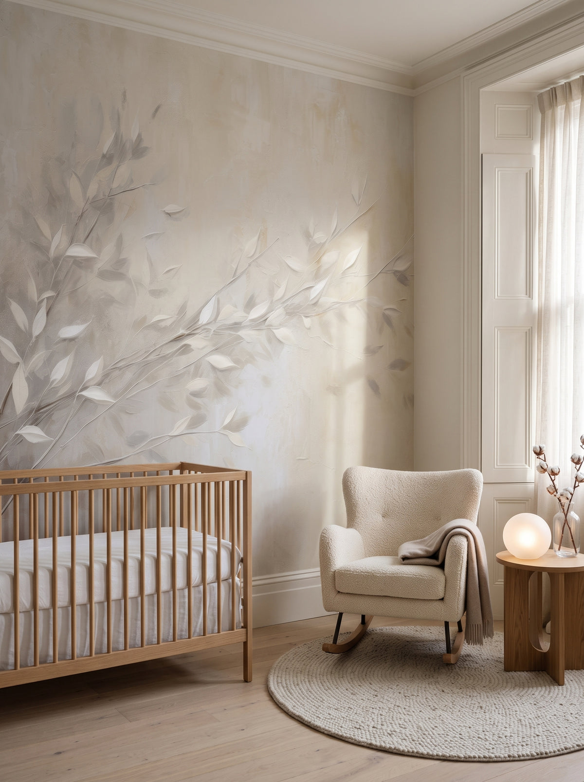 Fototapeta artystyczna o nazwie Tranquil Twigs w aranżacji wnętrza: pokój niemowlęcy, elegancki.