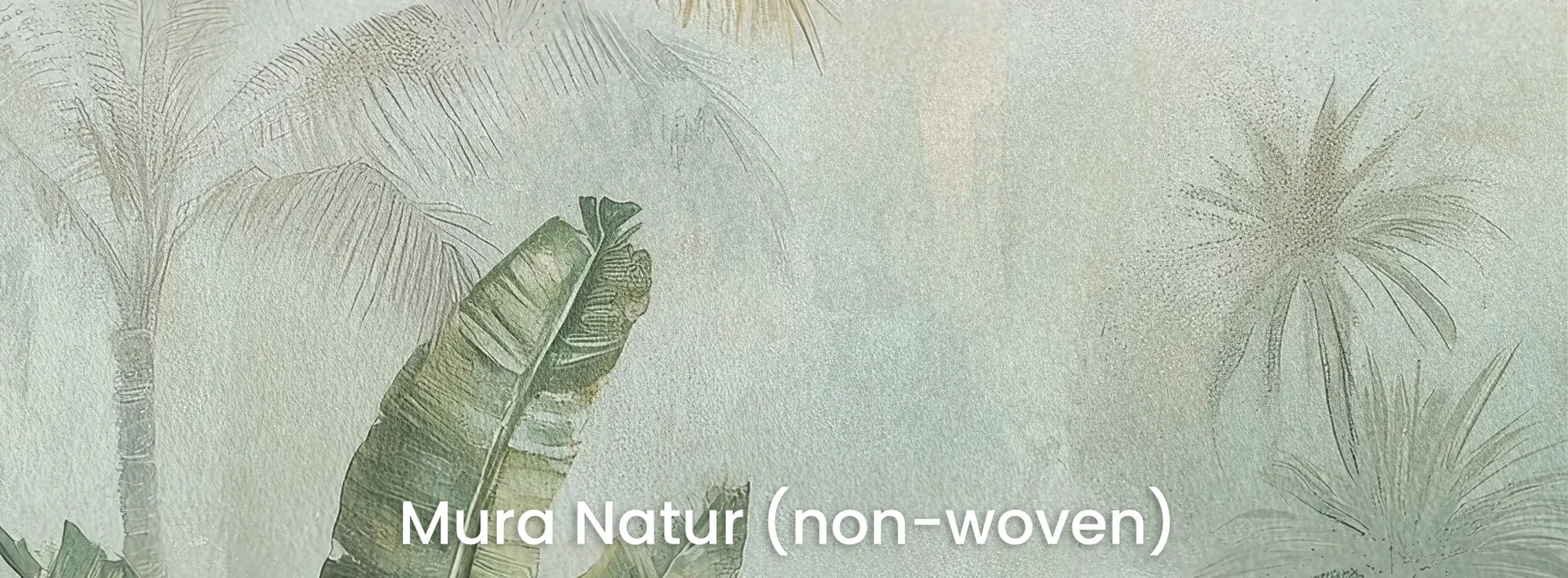 Zbliżenie na fototapetę MISTY TROPICANA - tapeta z tropikalną dżunglą we mgle na naturalnym podłożu ekologicznym.