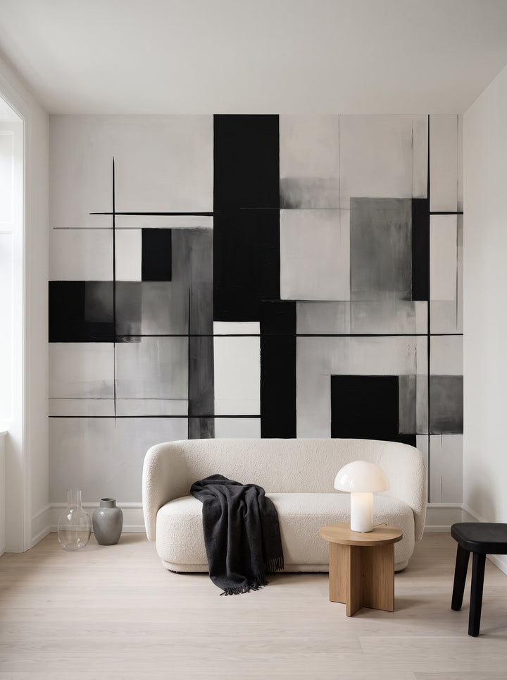 Fototapeta artystyczna o nazwie Monochromatic Balance w aranżacji wnętrza: kawalerka w Kopenhadze.