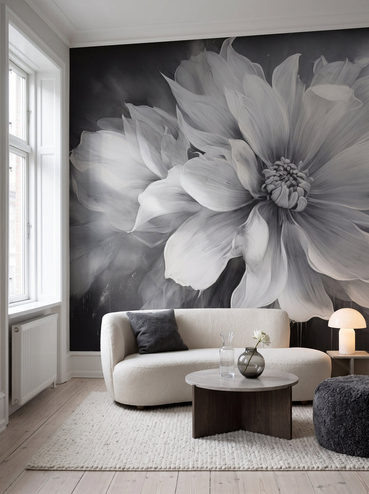 Fototapeta artystyczna o nazwie NOIR FLORALE w aranżacji wnętrza: studio w kopenhaskiej kamienicy.
