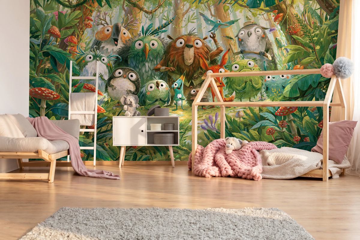 MOSSY CLEARING - tapeta z leśną gromadką zwierząt — KIDS — Pokój dziecięcy 07