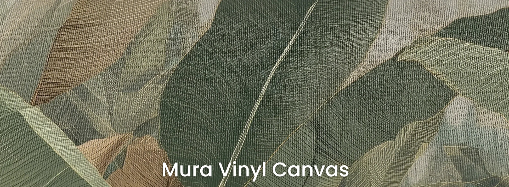 Zbliżenie na fototapetę BANANA LEAVES SHADOW - tapeta z tropikalnymi liśćmi bananowca na podłożu o fakturze płótna.