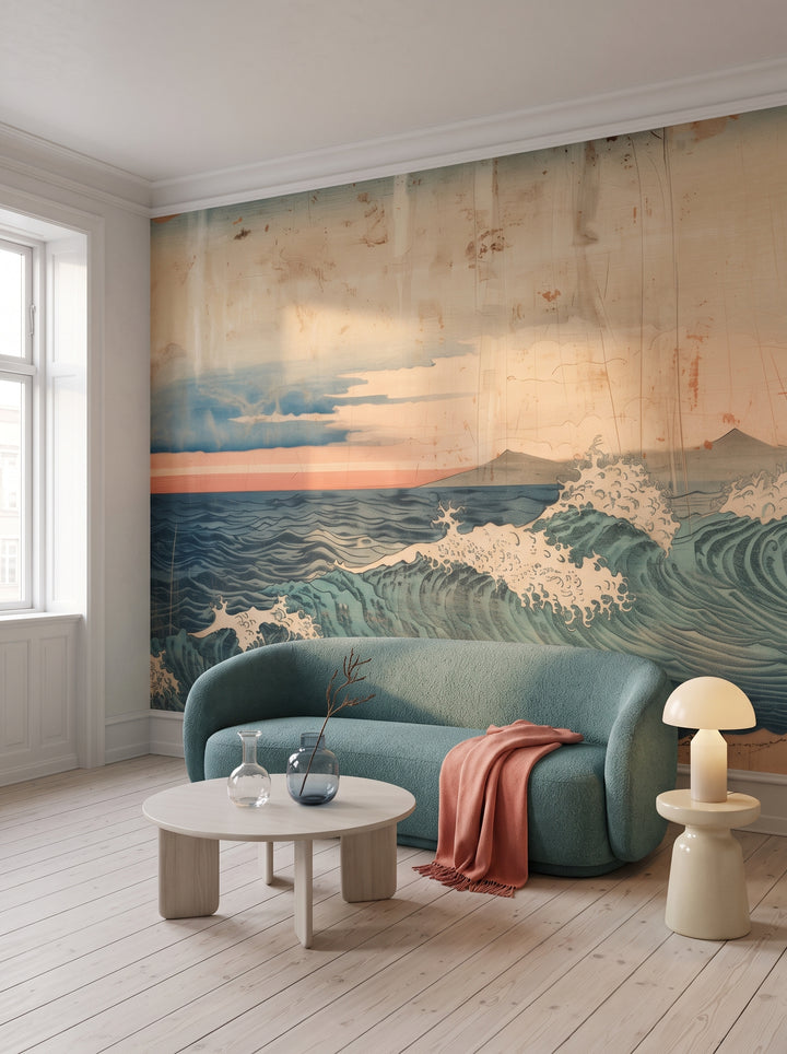 Fototapeta artystyczna o nazwie Vintage Ocean View w aranżacji wnętrza: studio w kopenhaskiej kamienicy.