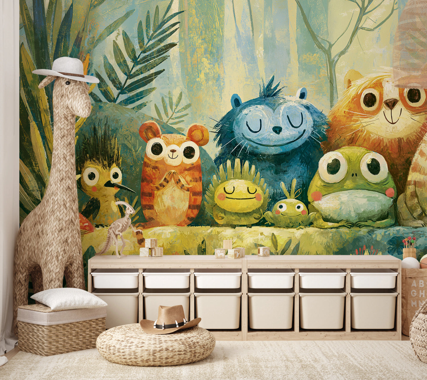 POND PARADE - tapeta z leśnymi zwierzętami nad stawem — KIDS — Pokój dziecięcy 01