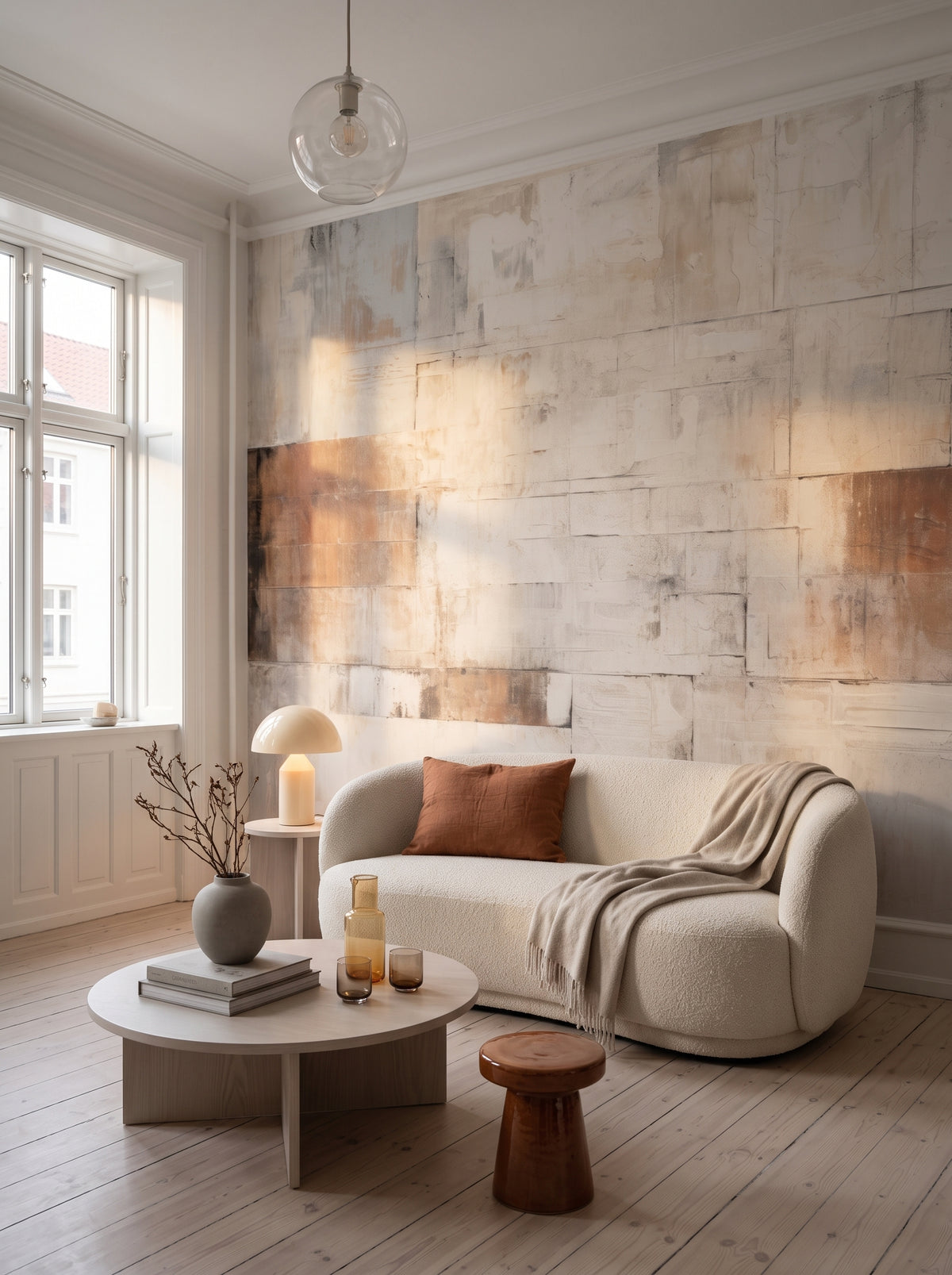 Fototapeta artystyczna o nazwie Muted Fresco w aranżacji wnętrza: studio w kopenhaskiej kamienicy.