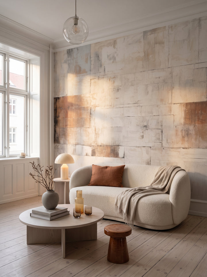 Fototapeta artystyczna o nazwie Muted Fresco w aranżacji wnętrza: studio w kopenhaskiej kamienicy.