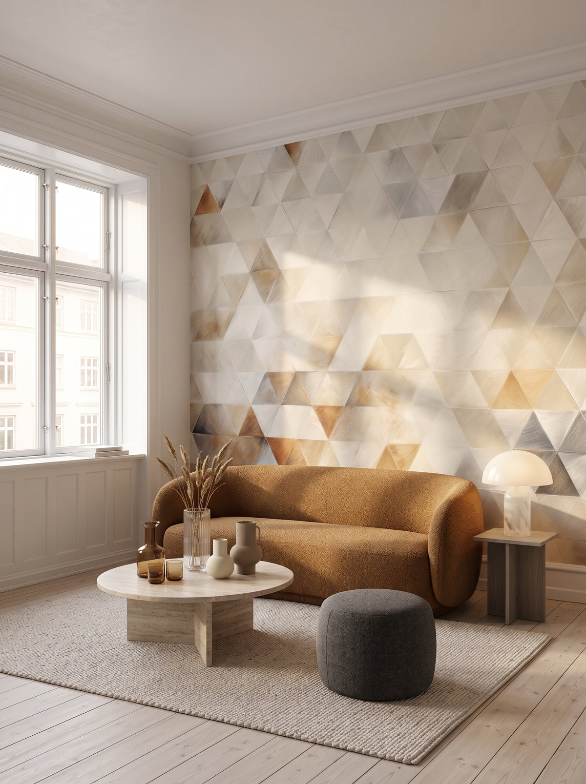 Fototapeta artystyczna o nazwie Tactile Weave w aranżacji wnętrza: studio w kopenhaskim apartamencie.