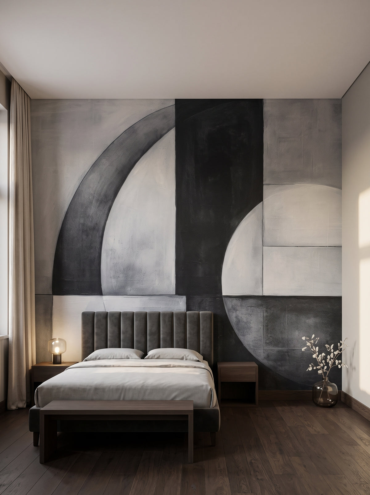 Fototapeta artystyczna o nazwie Geometric Harmony #2 w aranżacji wnętrza: apartament w pięciogwiazdkowym hotelu.