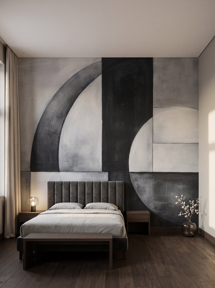 Fototapeta artystyczna o nazwie Geometric Harmony #2 w aranżacji wnętrza: apartament w pięciogwiazdkowym hotelu.